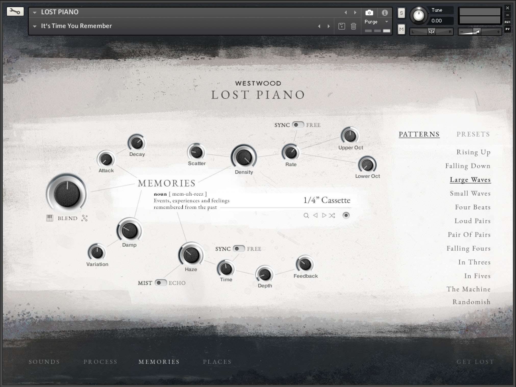 User interface Lost Piano